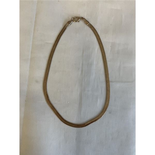 GOLD FLAT CHAIN CHOKER NECKLACE, UNMARKED, ONLY 12.5" L