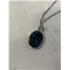 Image 3 : 925 STERLING SILVER CHAIN W/ HAND CRAFTED TURQUOISE STONE W/ PEARL PENDANT NECKLACE