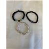 Image 1 : 2 VOLCANIC ASH BEADS AND 1 GENUINE PEARLS STRETCH BRACELETS