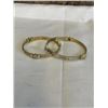 Image 1 : PAIR OF 2 TONE GOLD/ SILVER W/ STONES BANGLES, MATCHING, UNMARKED