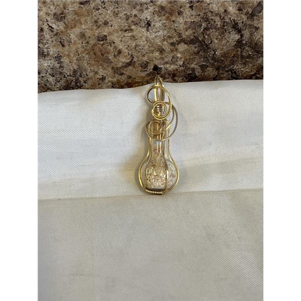 HAND CRAFTED GOLD WIRE BOTTLE PENDANT, 1 3/4" L