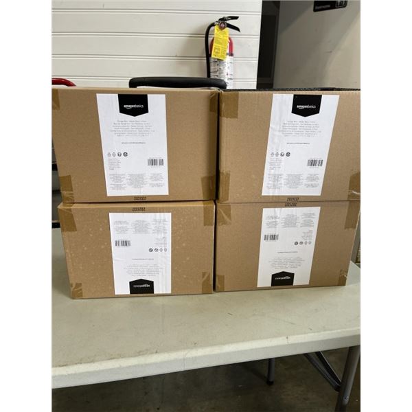NEW CASE OF AMAZON BASICS BLACK STORAGE BINS, 8 TOTAL
