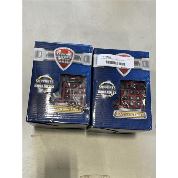 2 NEW MONEY SAFE ELECTRIC PIGGY BANKS SUPPORTS BILLS ASWELL