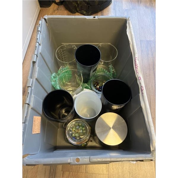 BOX OF JARS AND MARBLES
