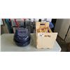 Image 1 : WINE CRATE AND ENAMEL ROASTING PAN