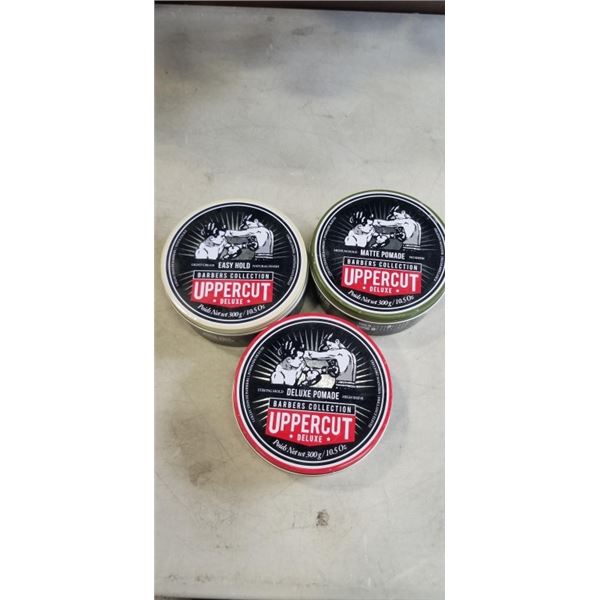 $210 3 NEW UPPERCUT DELUXE HAIR POMADE, LIGHT CREAM AND STRONG HOLD POMADES, 10.6 OZ CONTAINERS RETA