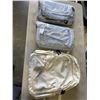Image 1 : 3 NEW LIGHT WEIGHT SCHOOL BACK PACKS, 2 LIGHT BLUE ONE WHITE OPENED