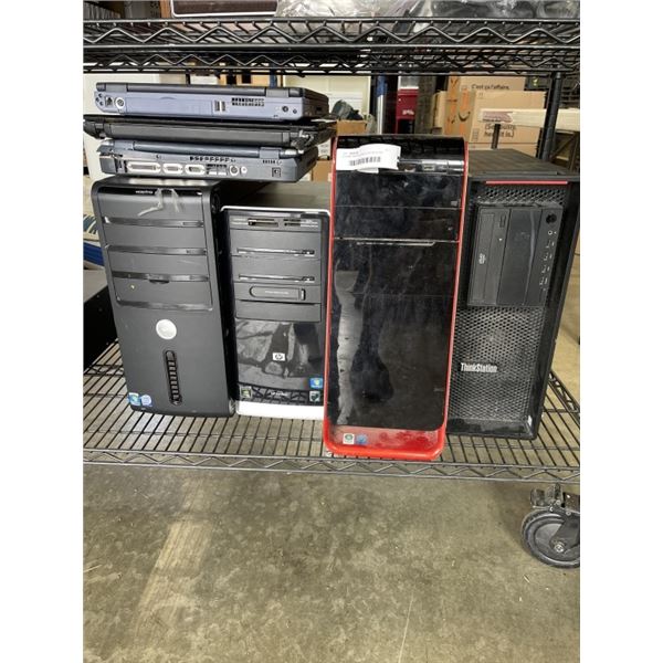 4 COMPUTER CPU AND 3 LAPTOPS FOR PARTS OR REPAIR