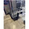 Image 5 : 3 PIECE BLACK AND GLASS COFFEE AND SIDE TABLE SET