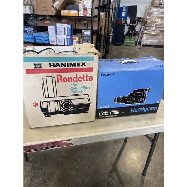 VINTAGE SLIDE PROJECTOR AND SONY HANDYCAM IN ORIGINAL BOXES