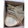 Image 2 : BOX AND TOTE OF WICKER FANS, PLACEMATS, ETC
