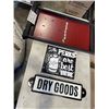 Image 3 : WALL CLOCK, DRY GOODS METAL SIGN, AND COFFEE SHOP SIGN