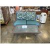 Image 1 : ALUMINUM PATIO LOVESEAT WITH CUSHIONS AND COFFEE TABLE