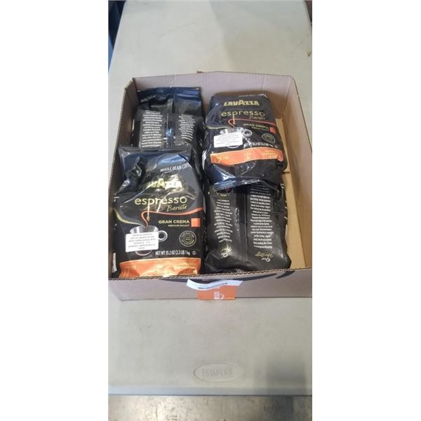 4 NEW BAGS OF LAVAZZA WHOLE BEAN ESPRESSO GRAN CREMA MDIUM ROAST COFFEE, 1KG EACH 02-28-2026 EXP