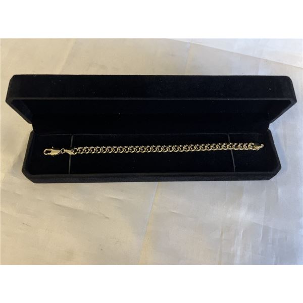 NEW 14K GOLD PLATED 7.5MM CUBAN LINK BRACELET, 8" LONG