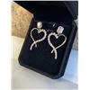 Image 2 : NEW 18K GOLD PLATED 1.0CT EACH EMERALD CUT PINK SIMULATED DIAMOND (CZ) HEART DANGLE EARRINGS
