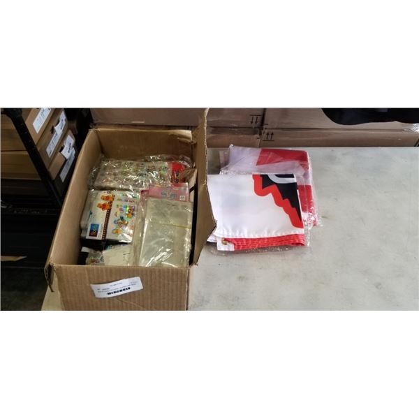 BOX OF DISNEY STICKERS, INCENSE AND CANADA FLAGS