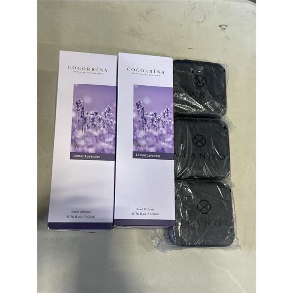 2 NEW LAVENDER DIFFUSER SETS AND 3 NEW TRAVEL JEWELLERY BOXES