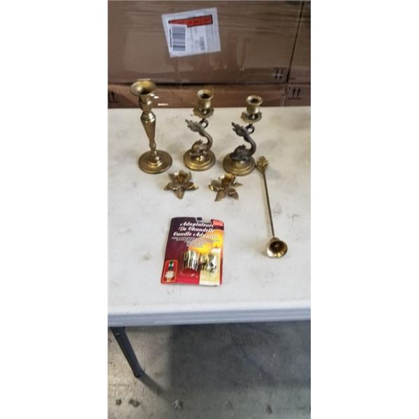 LOT OF BRASS CANDLE HOLDERS