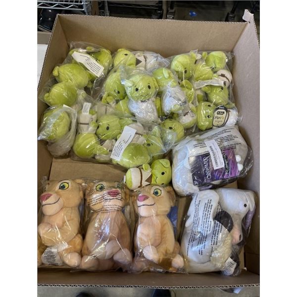 ASSORTED NEW DISNEY STUFFED ANIMALS, INLCDUINF STAR WARS, LION KING, UNICORN ETC