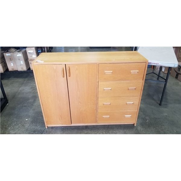 TEAK VENEER 2 DOOR STORAGE CABINET