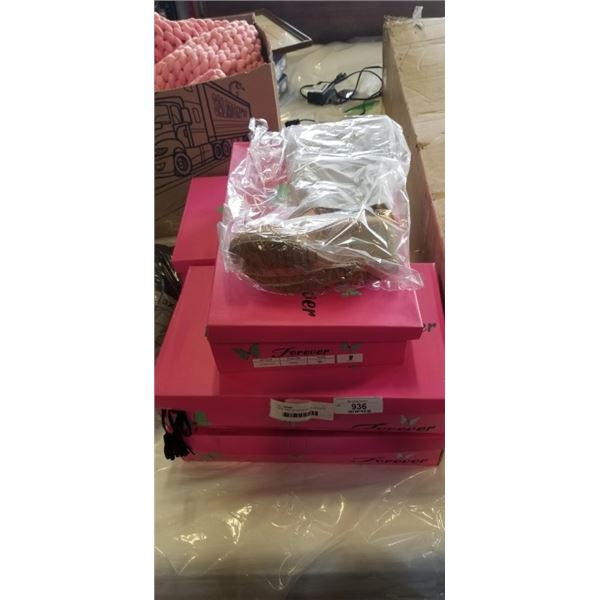 5 NEW PAIRS OF LADIES BOOTS, ASSORTED SIZE