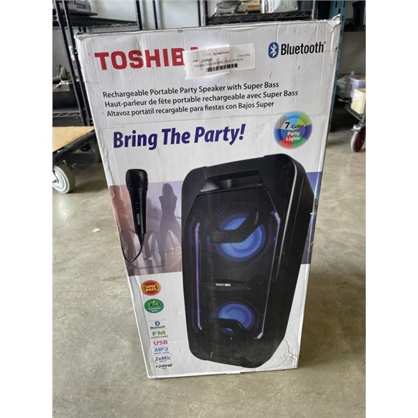 TOSHIBA TY-ASC65B WIRELESS BLUETOOTH PARTY SPEAKER W/ WIRELESS MIC - TESTED WORKING, RETAIL $189