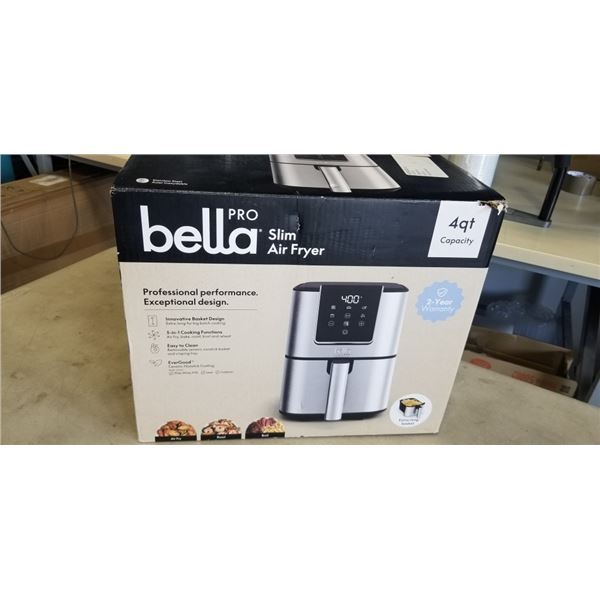 BELLA PRO 4QT DIGITAL SLIM AIR FRYER - TESTED WORKING, RETAIL $199
