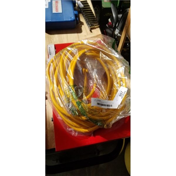 AS NEW YELLOW 50FT TRIPLE PLUG LIFE SUPPLY LIGHTED INDOOR OUTDOOR HEAVY DUTY EXTENSION CORD, 12AWG