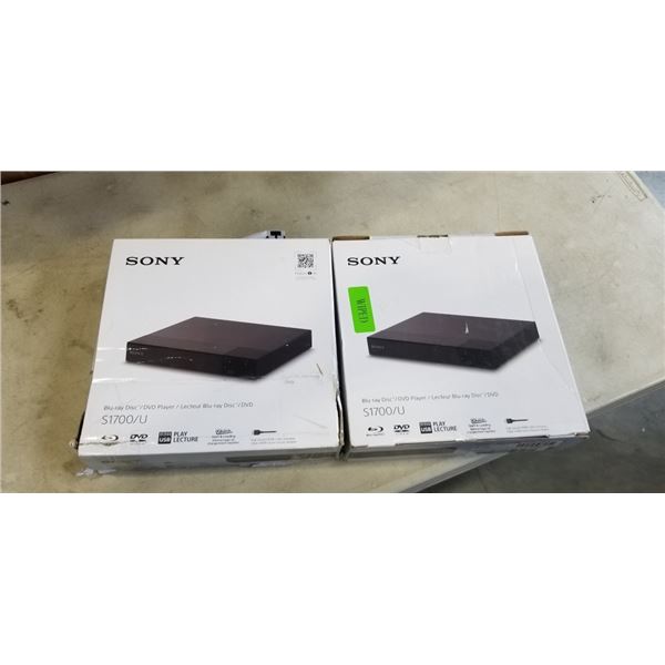 2 SONY BLU RAY DVD PLAYERS, S1700/U, NO POWER SUPPLIES
