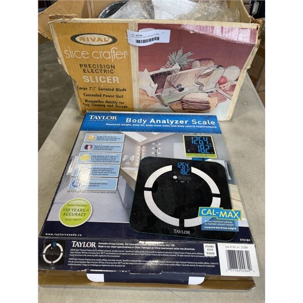TAYLOR BODY ANALYZER SCALE AND VINTAGE RIVAL SLICER