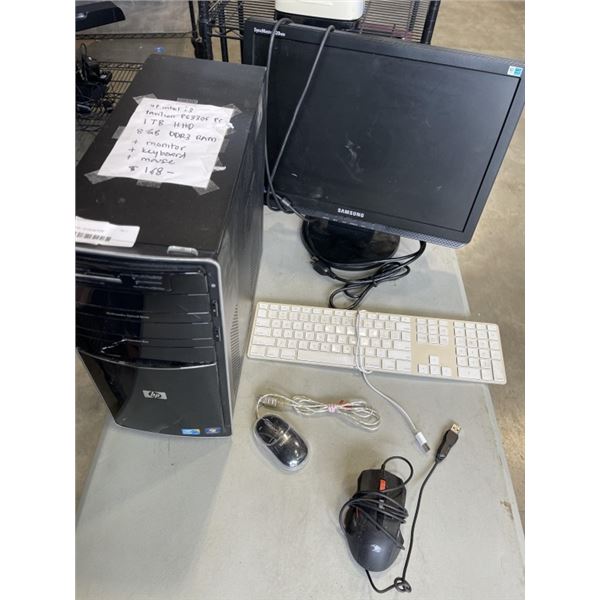 HP PAVILLION INTEL I3 DESKTOP COMPUTER READY TO USE WITH KEYBOARD, MOUSE AND MONITOR