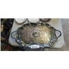 Image 2 : SILVERPLATE TRAY AND SERVING ITEMS AND ASSORTED COLLECTIBLE DOLLS