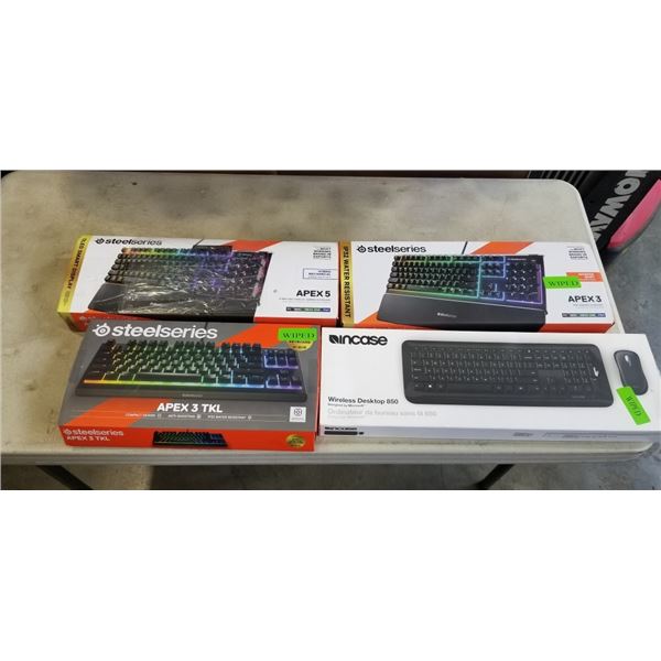 ASSORTED STORE RETURN STEELSERIES AND INCASE GAMING KEYBOARDS