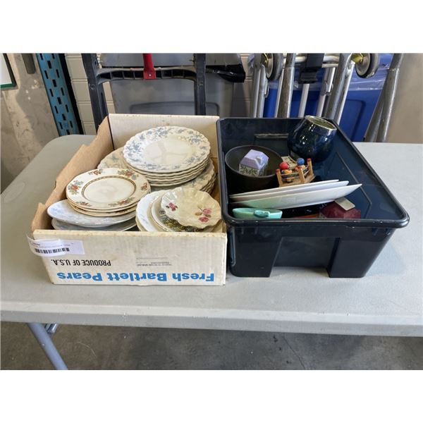 2 TRAYS OF ASSORTED ANTIQUE CHINA  AND COLLECTIBLES