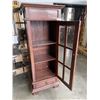 Image 2 : VINTAGE GLASS FRONT LOCKING BOOK CASE W/ BOTTOM DRAWER AND KEY