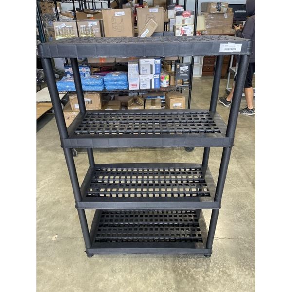 BLACK PLASTIC 4 TIER SHELF UNIT