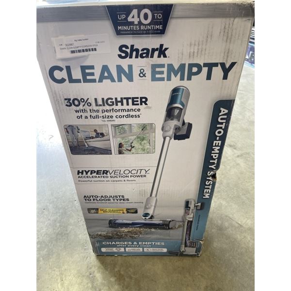 SHARK CLEAN & EMPTY CORDLESS STICK VACUUM - TESTED WORKING, RETAIL $749