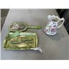 Image 1 : ANTIQUE BAKELITE VANITY SET AND OLD FOLEY PITCHER