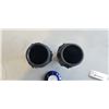 Image 5 : SMALL MOORCROFT PIN DISH AND 2 BLACK GLASS VASES, UNMARKED