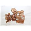 Image 1 : CARVED WOOD THINKER +LOVER + DOUBLE YOGI FIGURINES