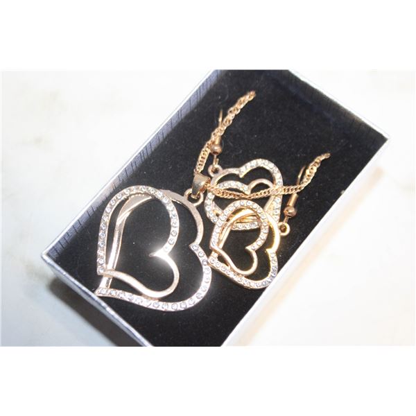 HEART PENDENT, EARRINGS AND CHAIN
