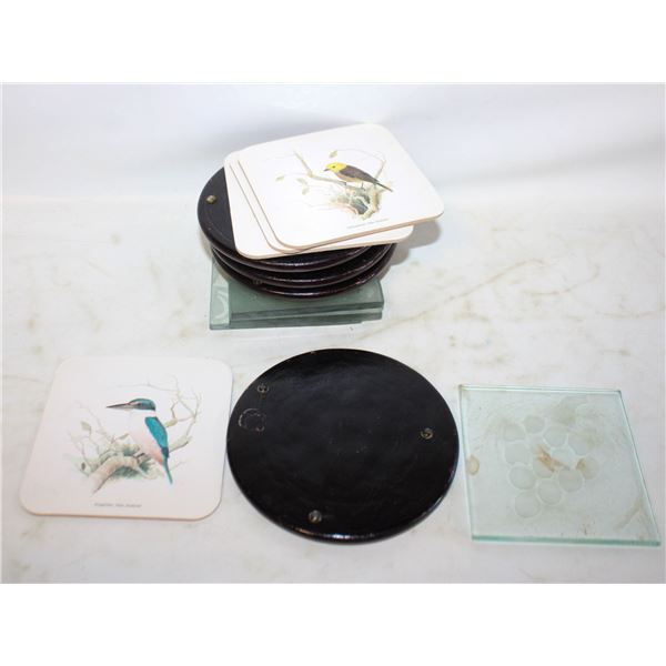 VINTAGE COASTERS, EIGHT GLASS AND