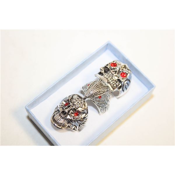 NEW SKULL BIKERS RING AND NECKLACE SET SZ 10 & 1