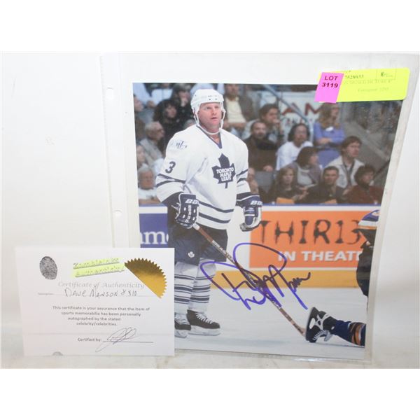 DAVE MANSON SIGNED PICTURE 8" X 10" WITH