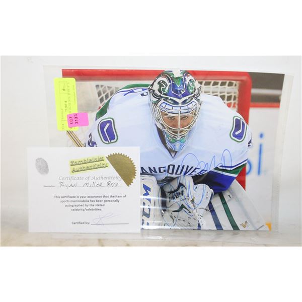RYAN MILLER SIGNED PICTURE 8" X 10" W/COA
