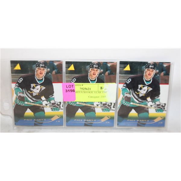 3 PAUL KARIYA ROOKIE YEAR 1995 PINNACLE