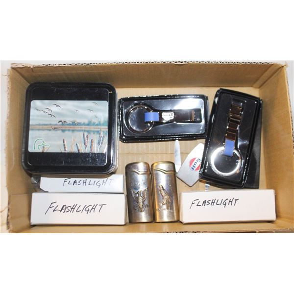 LIGHTERS/MONEY CLIP/FLASHLIGHTS/BOTTLE OPENERS &