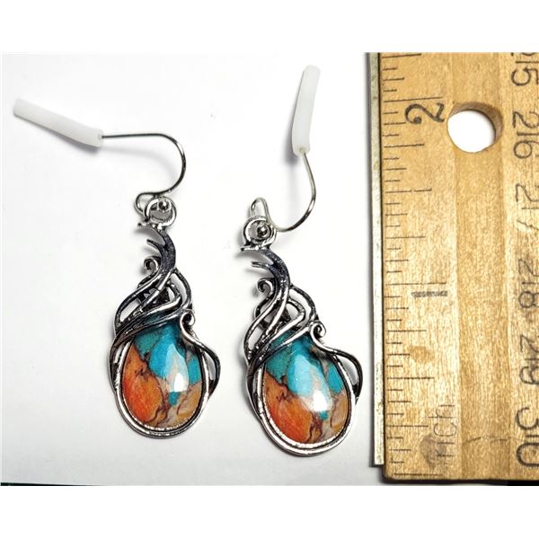 27)  SILVER TONE WITH TURQUOISE DROP