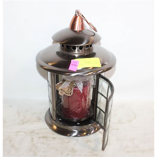 OUTDOOR 12" GARDEN LANTERN W/CANDLE